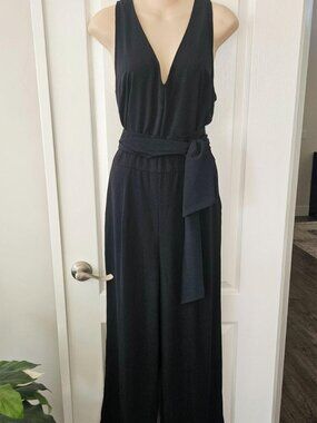 Women's Black Wide Leg Jumpsuit with a Minimalist, Modern Silhouette